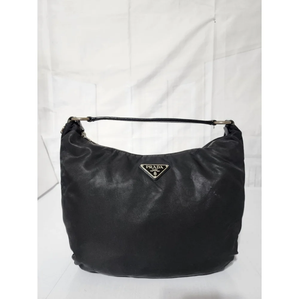 PRADA Tessuto Nylon Saffiano Sacca Shoulder Bag Black